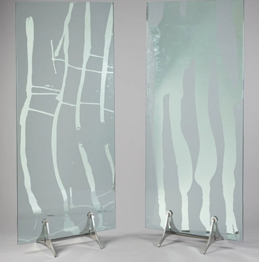 Pair Of Marco Gaudenzi Mirrored Decor Screens