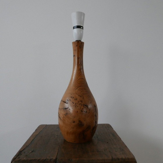 Image 1 of Vintage burl wood table lamp, England 1960