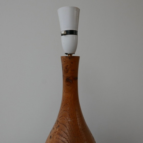 Image 1 of Vintage burl wood table lamp, England 1960