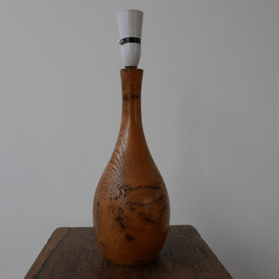 Image 1 of Vintage burl wood table lamp, England 1960