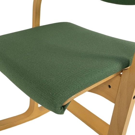 Image 1 of Peter Opsvik - Varier - Actulum - Ergonomically Shaped Rocking Chair - Green Upholstery And Wooden Frame