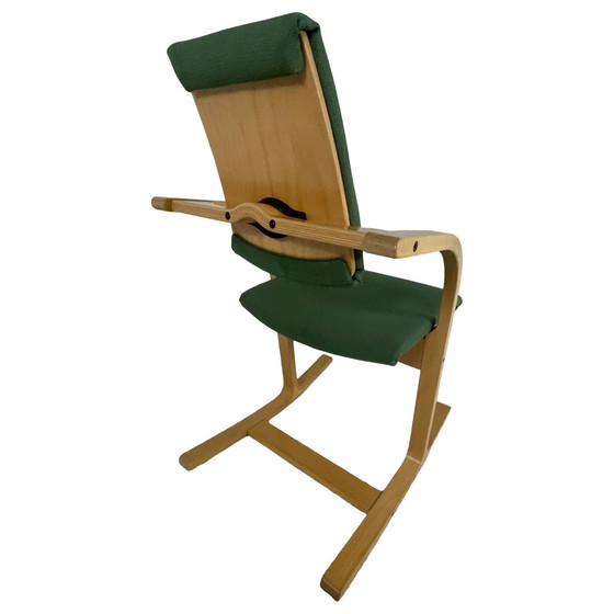 Image 1 of Peter Opsvik - Varier - Actulum - Ergonomically Shaped Rocking Chair - Green Upholstery And Wooden Frame