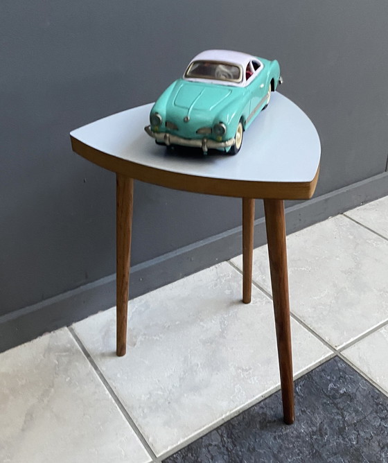 Image 1 of Grey Formica Triangle Side Table 1960S