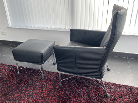 Image 1 of Montis Charly original black leather with footstool