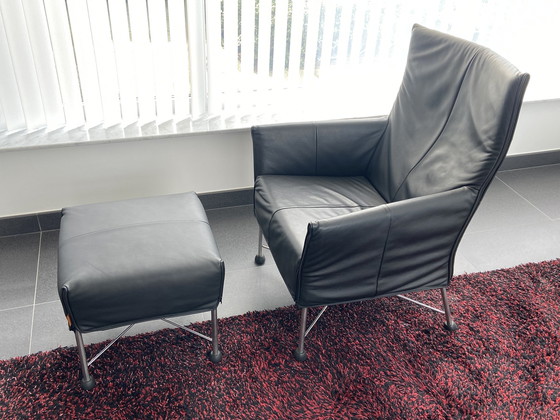 Image 1 of Montis Charly original black leather with footstool