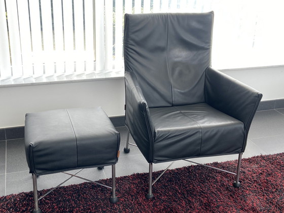 Image 1 of Montis Charly original black leather with footstool