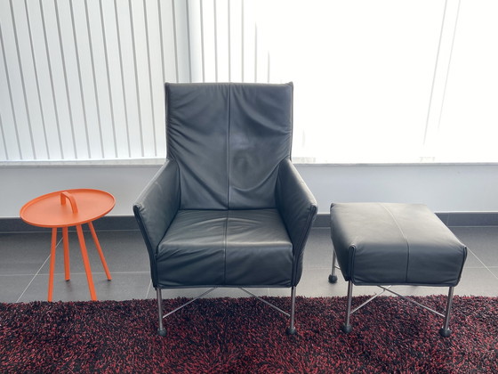 Image 1 of Montis Charly original black leather with footstool