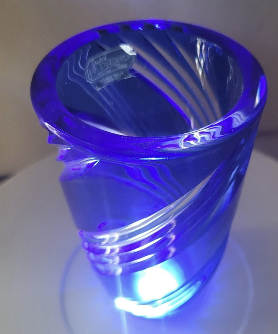 Image 1 of Vase De Couleur Bleu , Signed J G Durand , Double Size Cristal Art À La Française