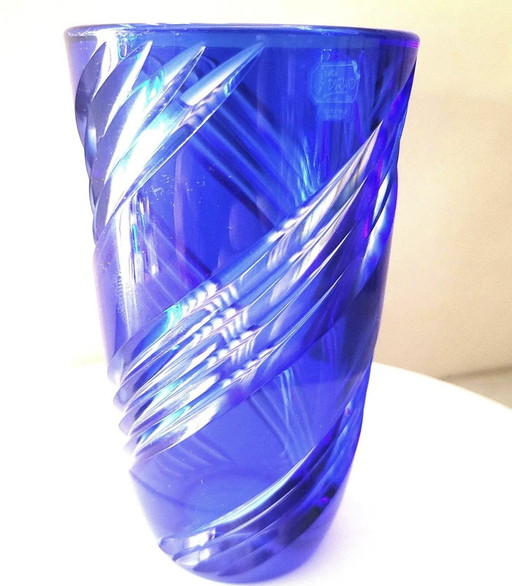 Vase De Couleur Bleu , Signed J G Durand , Double Size Cristal Art À La Française