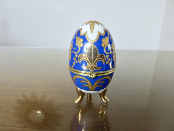 Image 1 of Set Of 19 Porcelain And Brass Egg Boxes, 1980