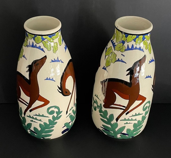 Image 1 of Pair Of Art Deco Vases Boch Frères Kéramis Charles Catteau