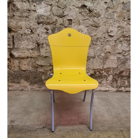 Image 1 of Set of 8 vintage Cergy chairs in golden yellow by Kristian Gavoille for Cartier, 1996