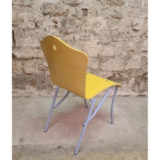 Image 1 of Set of 8 vintage Cergy chairs in golden yellow by Kristian Gavoille for Cartier, 1996