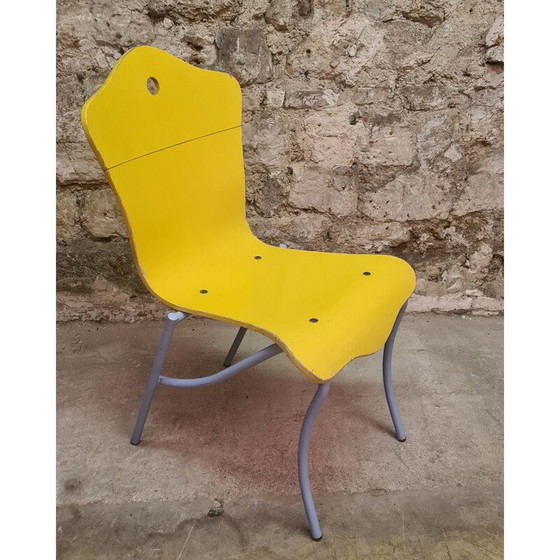 Image 1 of Set of 8 vintage Cergy chairs in golden yellow by Kristian Gavoille for Cartier, 1996