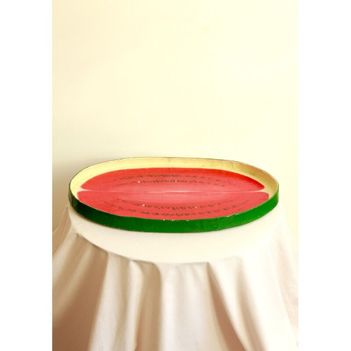 Vassoio vintage in cartapesta anguria, Italia 1960