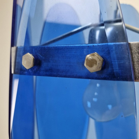 Image 1 of Lampada a sospensione vintage in vetro blu di Veca, Italia 1970