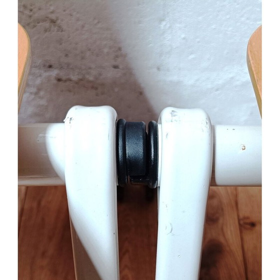 Image 1 of Vintage community chair in wood and white tinted metal base