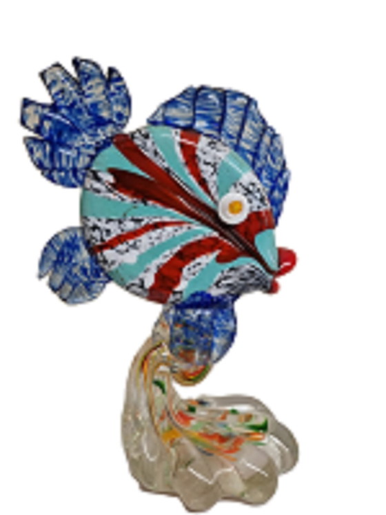 Image 1 of Murano style glass fish on pedestal 2nd half 20th century