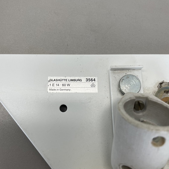 Image 1 of Set di 2 applique in ottone e vetro satinato di Glashütte Limburg, Germania, anni &#39;80