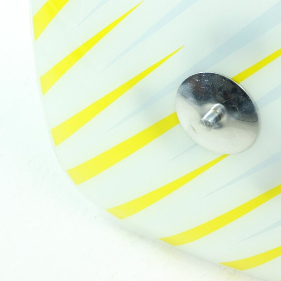 Image 1 of Vintage glass chandelier with yellow and grey stripes by Napako, Czechoslovakia 1960