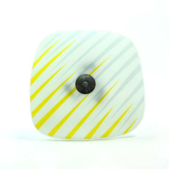 Image 1 of Vintage glass chandelier with yellow and grey stripes by Napako, Czechoslovakia 1960