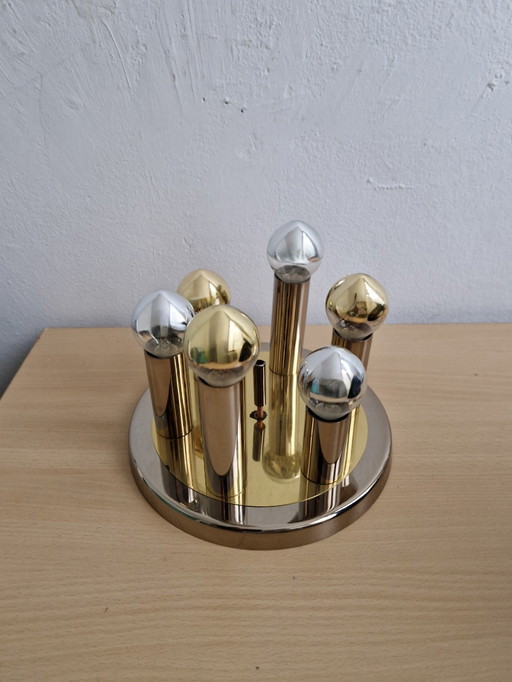 Vintage Deknudt Lamp - Brass Chrome Luxe Design Space Age