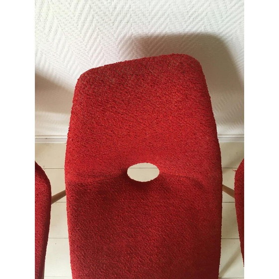Image 1 of Set of 4 vintage red fabric chairs by Burian and Szek, 1950