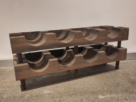 Image 1 of Wooden Wine Rack Brutalist