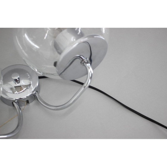 Image 1 of Pair of vintage chrome and glass wall lamps, Czechoslovakia 1970s
