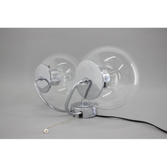 Image 1 of Pair of vintage chrome and glass wall lamps, Czechoslovakia 1970s