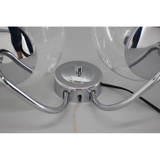 Image 1 of Pair of vintage chrome and glass wall lamps, Czechoslovakia 1970s