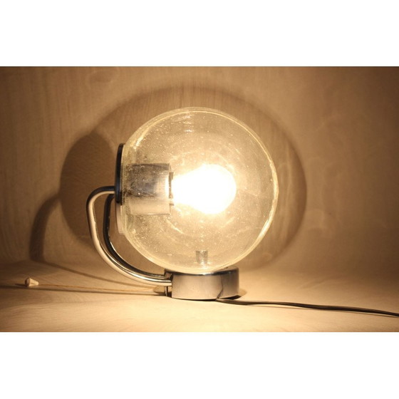 Image 1 of Pair of vintage chrome and glass wall lamps, Czechoslovakia 1970s