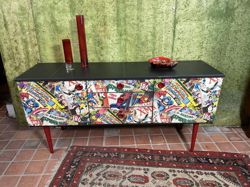 Mid century retro vintage comic design sideboard by Schreiber 