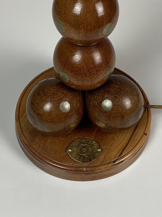 Image 1 of Wooden Sphere Ball Table Lamp, 1976