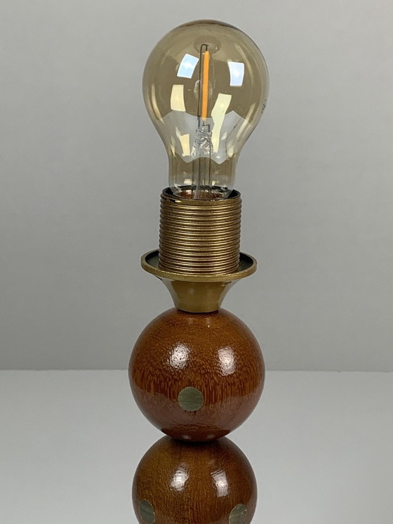 Image 1 of Wooden Sphere Ball Table Lamp, 1976