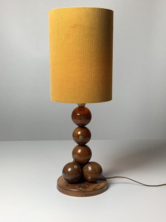 Image 1 of Wooden Sphere Ball Table Lamp, 1976