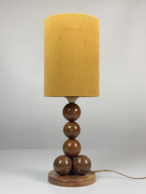 Wooden Sphere Ball Table Lamp, 1976