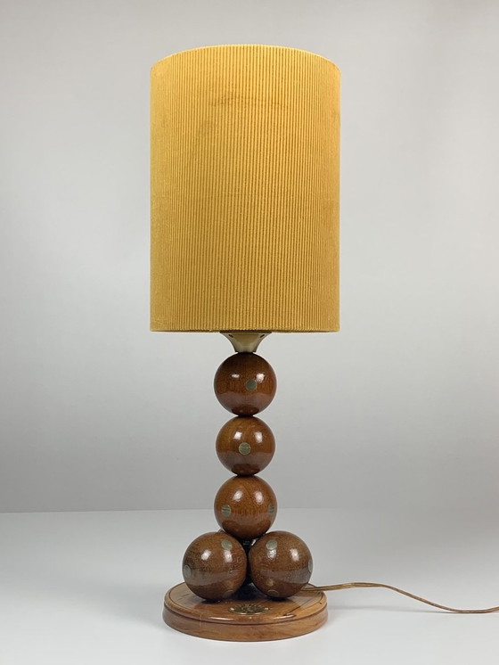 Image 1 of Wooden Sphere Ball Table Lamp, 1976