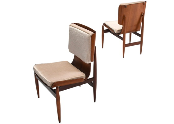 Image 1 of 2x Barovero Turino Mohair and Plywood Chairs