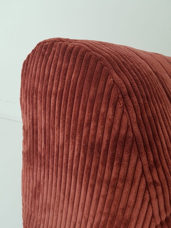 Image 1 of Dark Pink Armchair Ribbed Fabric Newly Upholstered