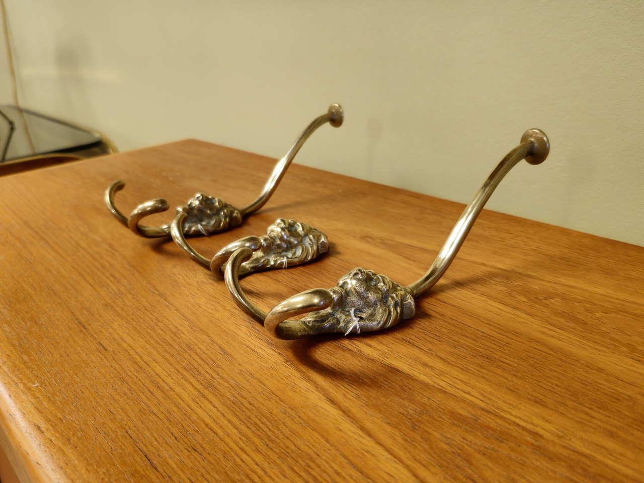 Vintage Lion Brass Coat Rack Hooks Coat hooks Hooks