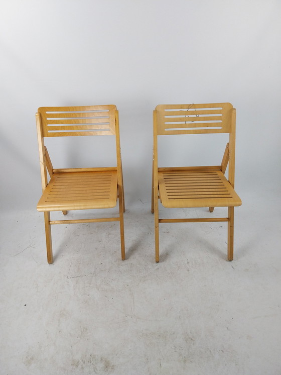 Image 1 of 2 X Folding Chair 1980'S Beech And Plywood