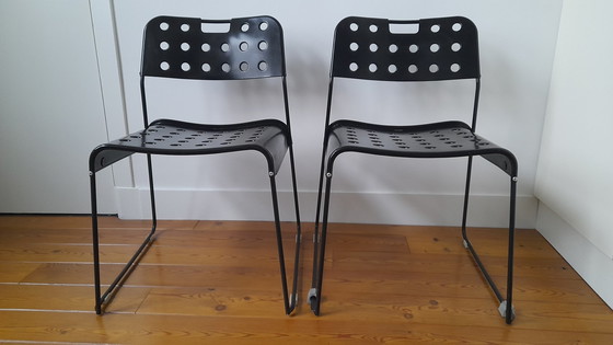 Image 1 of 2x Bieffeplast Omstak Chairs, Black By Rodney Kinsman