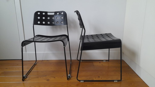 2x Bieffeplast Omstak Chairs, Black By Rodney Kinsman