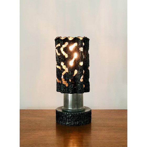 Image 1 of Vintage pewter lamp, Italy 1960