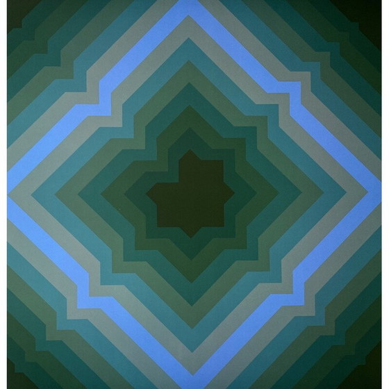 Image 1 of Fotolitografia d'epoca "Omaggio a Vasarely" di Jim Bird per Poligrafa, Barcellona 1970