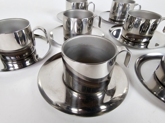 Image 1 of Design GB - Guido Bergna - minimalist modern - stainless steel - 8x double insulated thermal espresso / demitasse cups