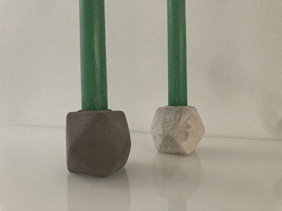 Image 1 of 2 Sturdy Candle Holders Hexagon Concrete "Concrete & Copper"