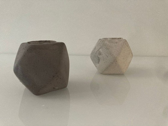 Image 1 of 2 Sturdy Candle Holders Hexagon Concrete "Concrete & Copper"