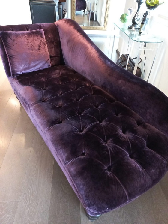 Image 1 of Authentic Chaisse Longue Of Purple Velvet, In Good Condition